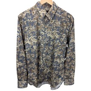 Paul Smith Mens Size M Floral Print L/S Button Down Shirt Blue Artsy Earthy
